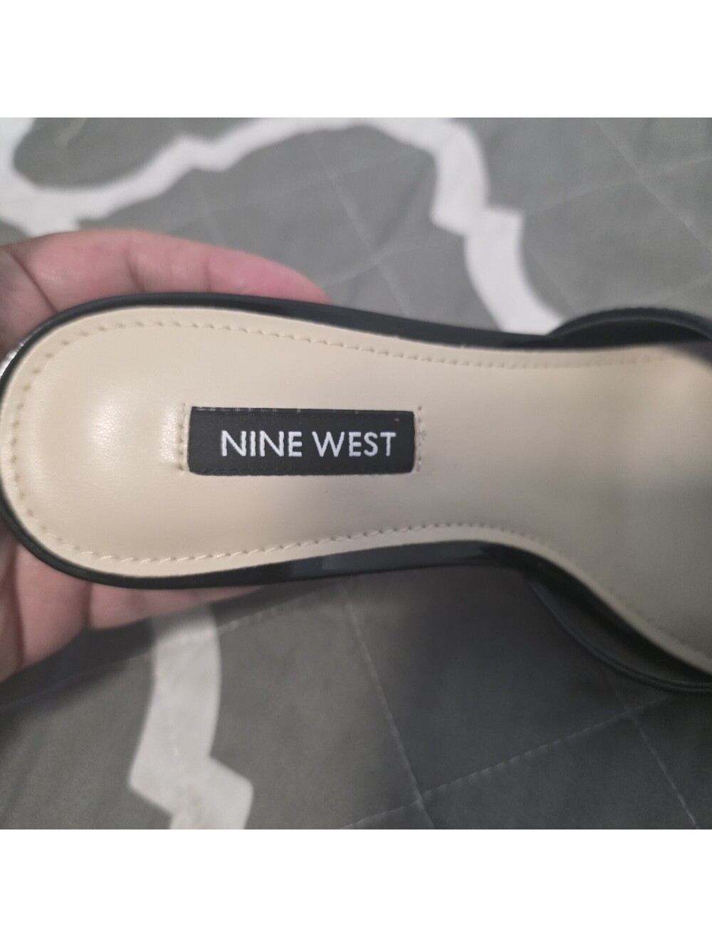 Nine West Disko Black Patent Dress Slide Sandals Mules Women's Sz 5 New - Picture 5 of 8
